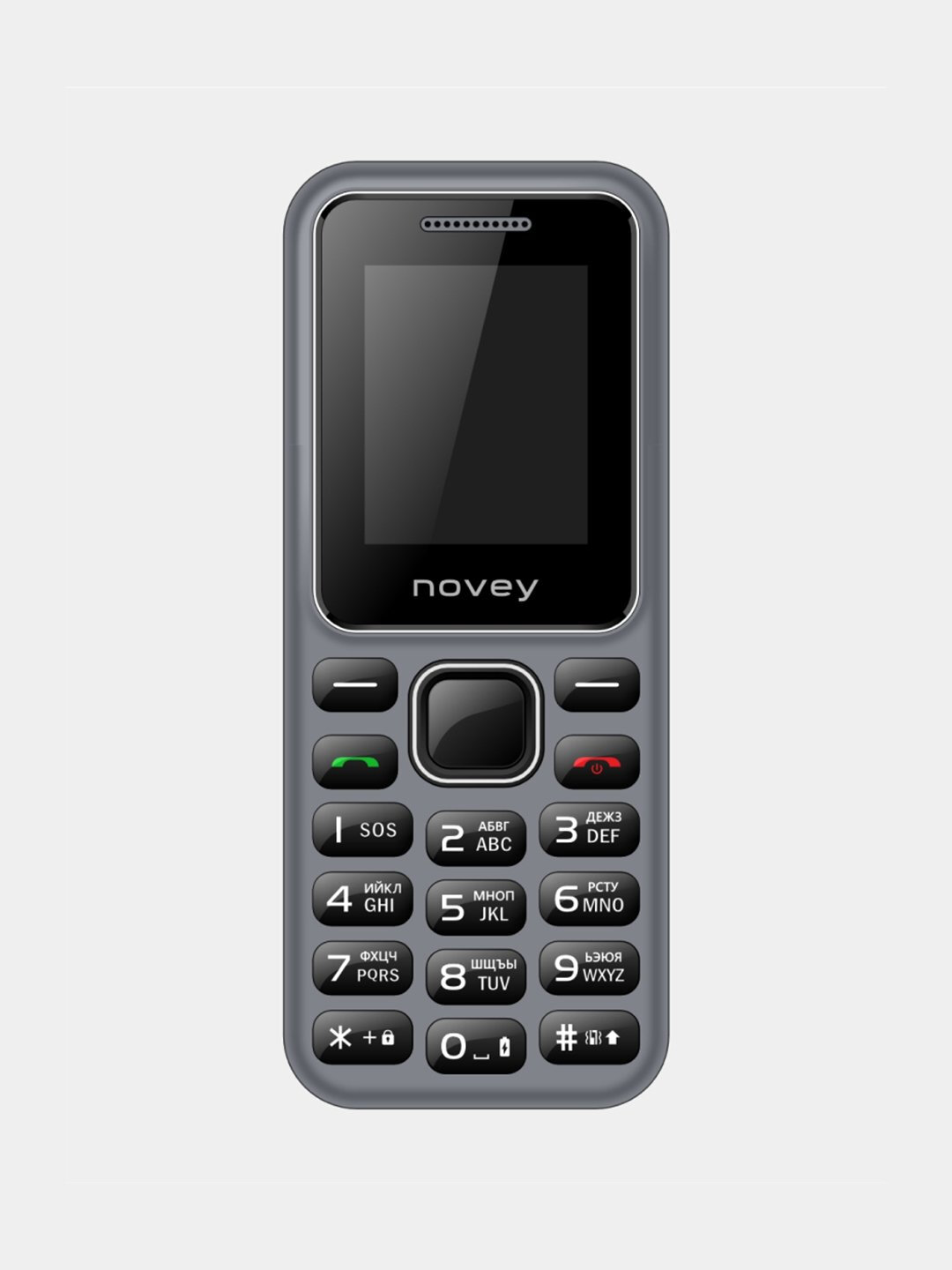 Кнопочный, мобильный телефон Novey 104C 2 - SIM слота, серый