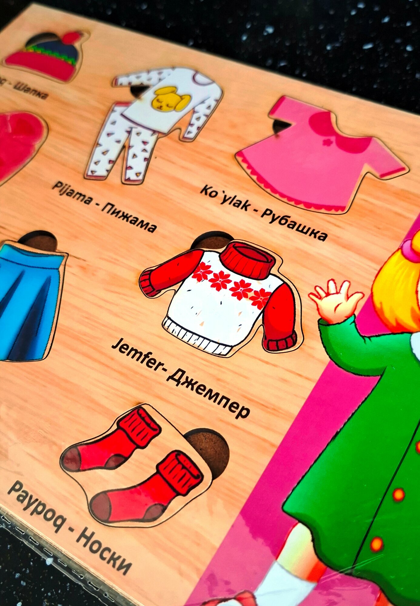 Развивающая рамка-вкладыш , Одежда для девочек (методика Монтессори) — фото 1