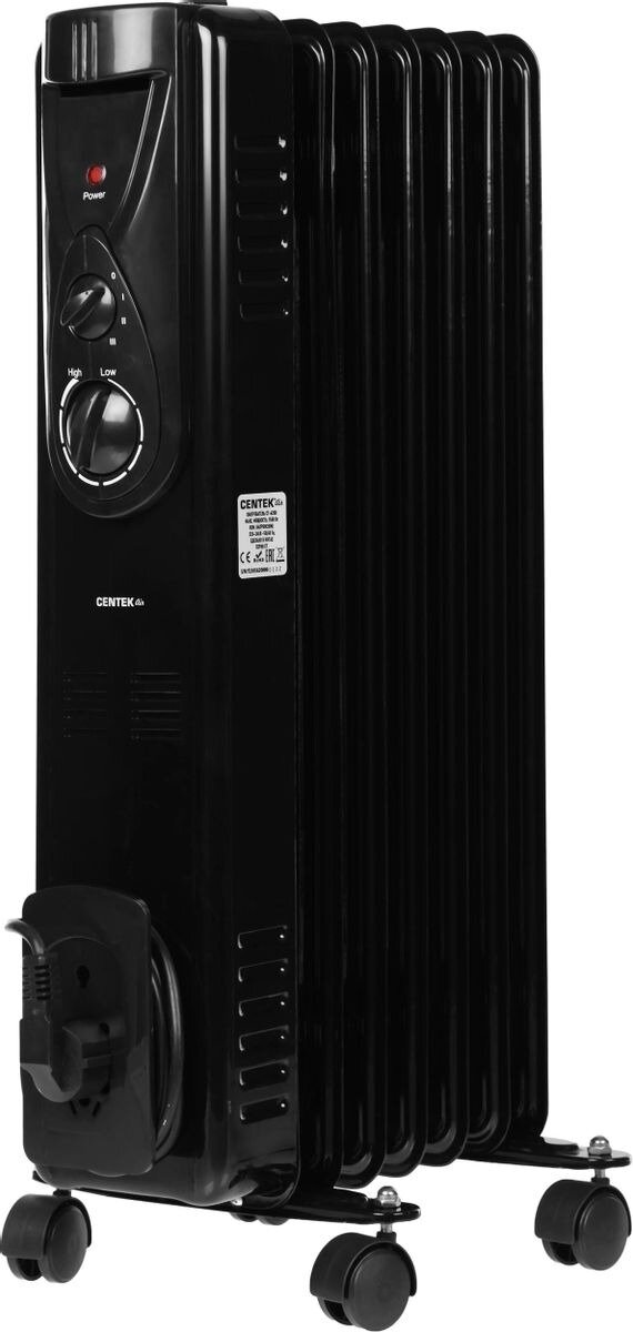 Масляный обогреватель Centek CT-6200 (7 секций) черный, 700/1000/1500Вт, 3 режима, механический термостат