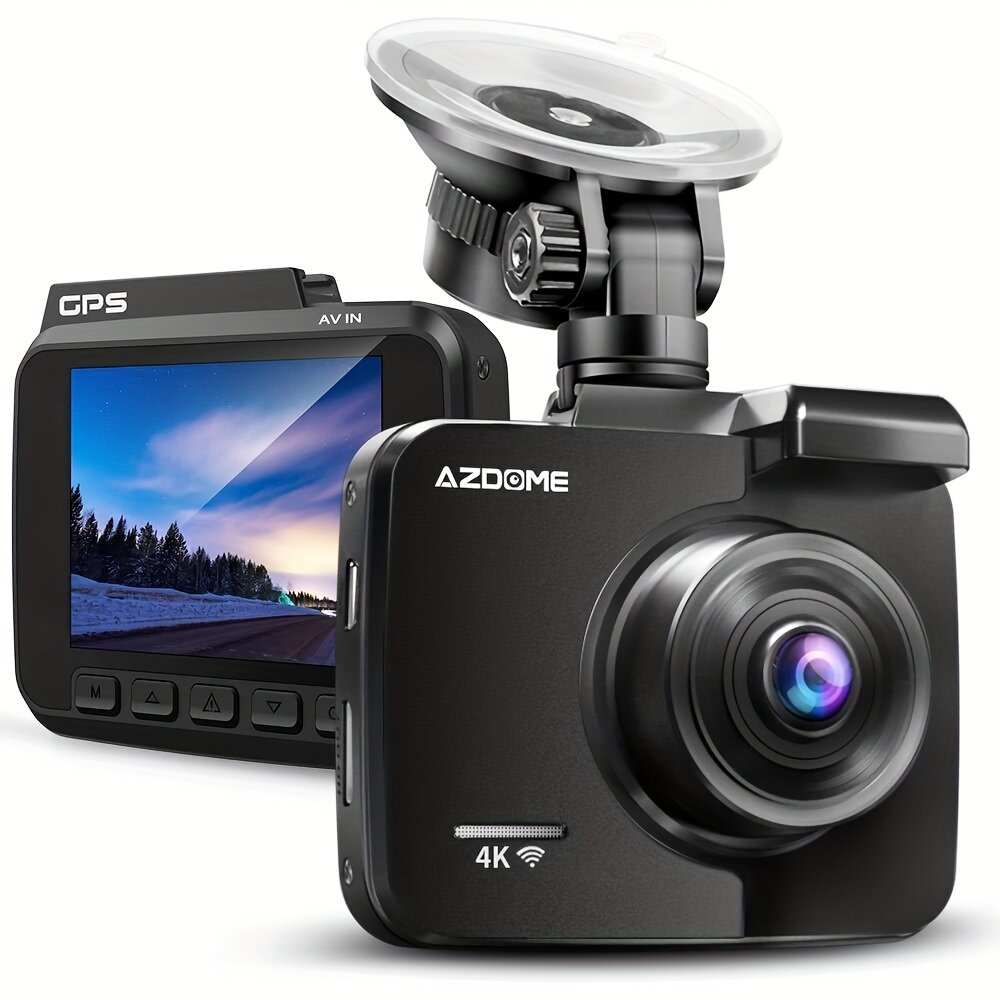 AZDOME 4K Dash Cam, супер ночное видение, встроенный GPS и Wi-Fi, монитор парковки - UHD 2160P автомобильный видеорегистратор, 170° широкий угол обзора, циклическая запись, легкость установки