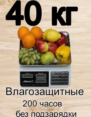 Весы торговые электронные настольные Atlanta АТН-6117 до 40 кг, чаша 33х23 см, белый