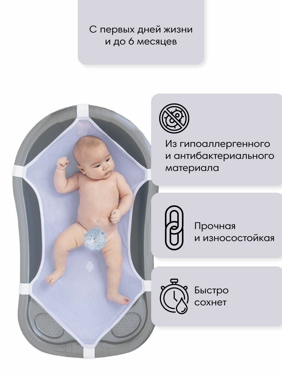Сетка-гамак для купания новорожденных OLANT BABY, универсальная, 80х40 см — фото 1