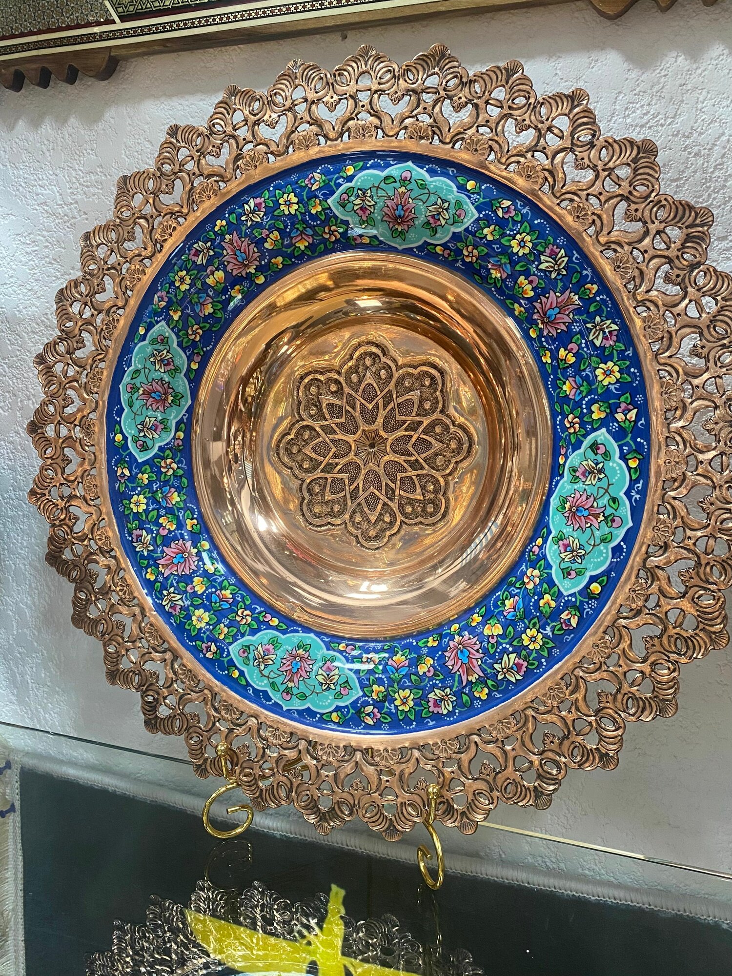 Тарелка Персидский базар Пардаз, Иран, ручная работа, медь, 43,5 см — фото 1