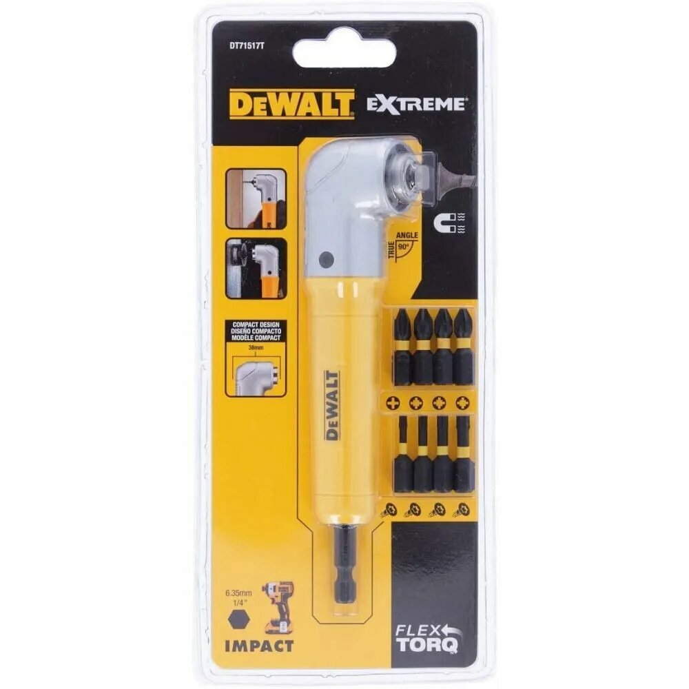 Угловая насадка ударная DeWalt DT71517T-QZ с набором бит 9 шт.