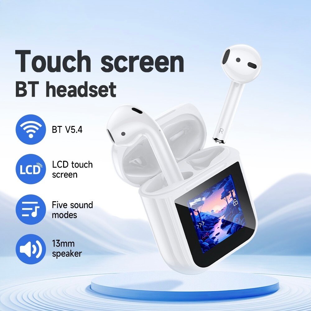 Наушники Kakusiga KSC-1474, Bluetooth, сенсорные, LED дисплей, 40 ч работы, белые