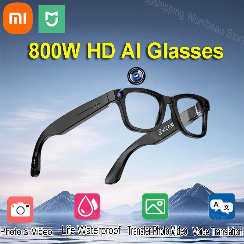 Картинки Умные очки Xiaomi MIJIA 800 Вт Pixel с камерой Ai для фотографии высокой четкости, записи видео, голосовых звонков и перевод, Photochromic Lens, Унисекс
