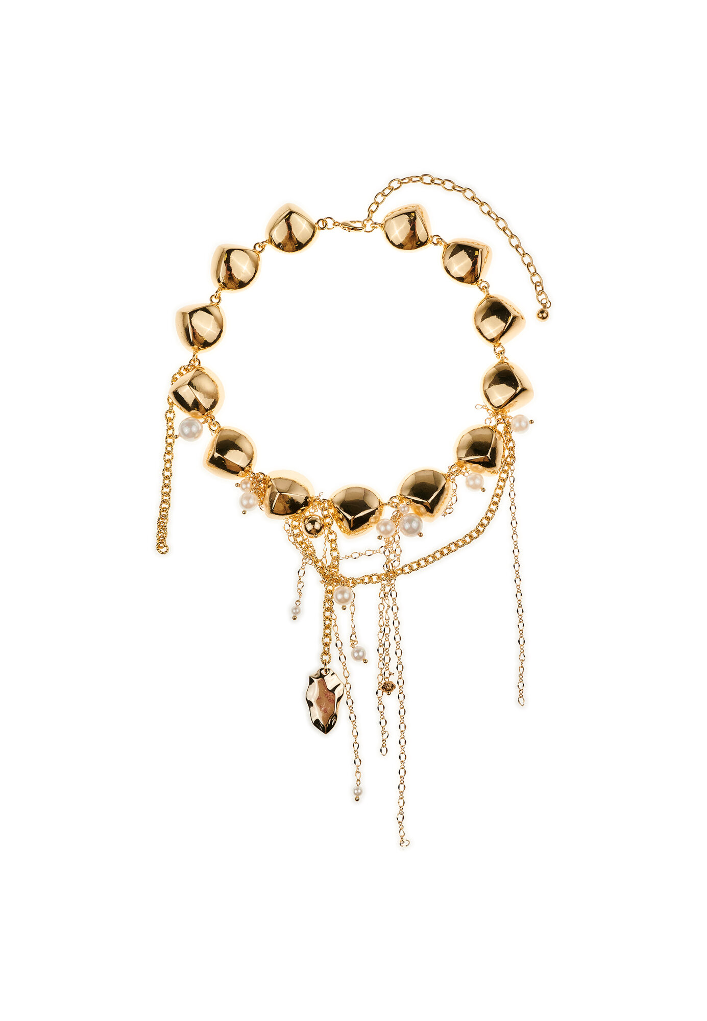 Колье YAROSLAVNA, вулканическая лава, длина 41 см, белый, золотой — фото 1