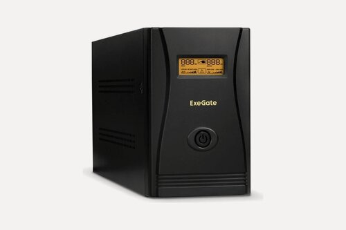 Изображение товара ИБП ExeGate SpecialPro Smart LLB-1600. LCD. AVR.4SH. RJ, линейно-интерактивный, 1600ВА/950 Вт, 4xSchuko