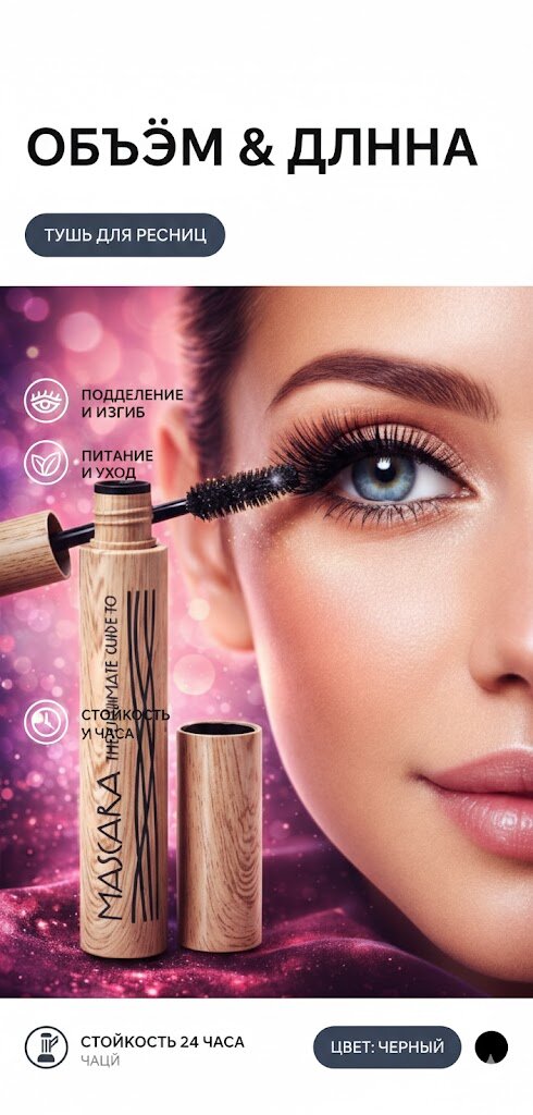 Туш для ресниц «Ultimate Curl Pro» с эффектом удлинения и объема