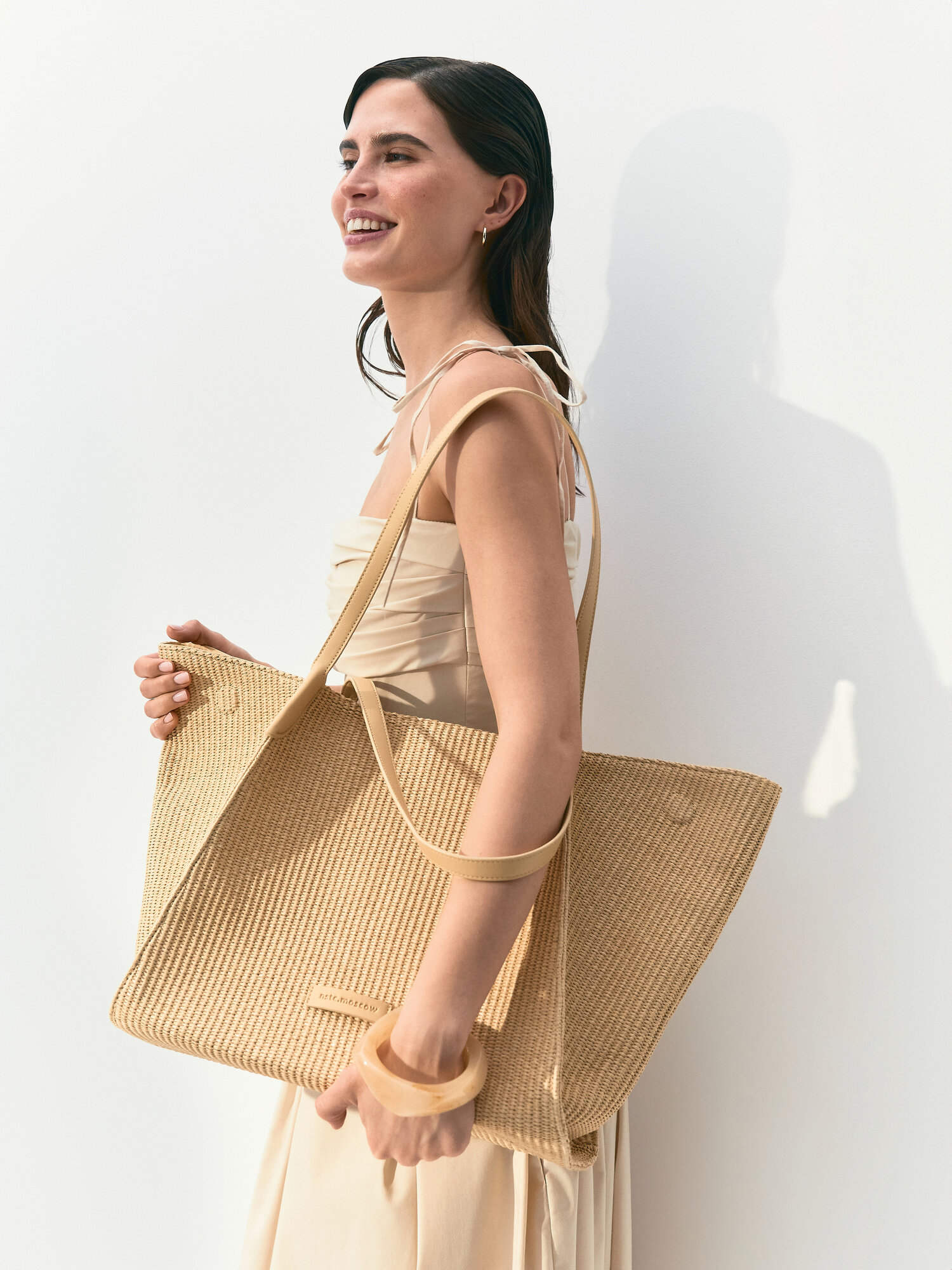 Сумка тоут nstc.moscow, фактура гладкая, рельефная, соломенный — фото 1