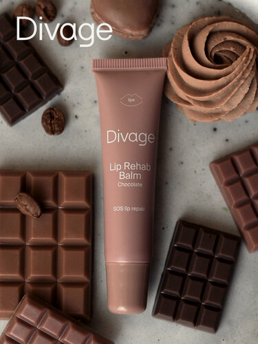 Изображение товара Divage Восстанавливающий бальзам для губ Lip Rehab Balm Sos Lip Repair С ароматом шоколада