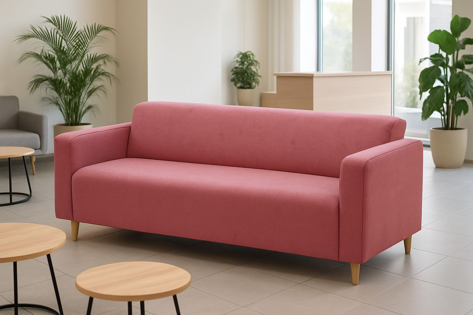 Диван Moleco "Томи", велюровая обивка, не раскладной, пыльная роза, 140х78х75 см — фото 1