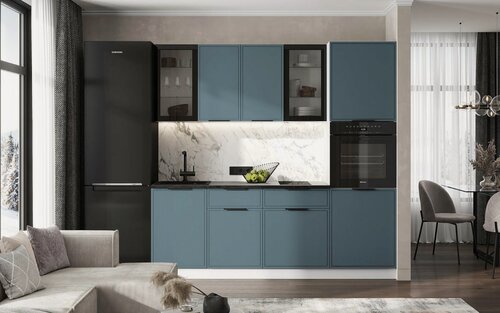 Изображение товара Кухня Николь 2200*2140*600 мм. (Браш Блю), столешница в комплекте