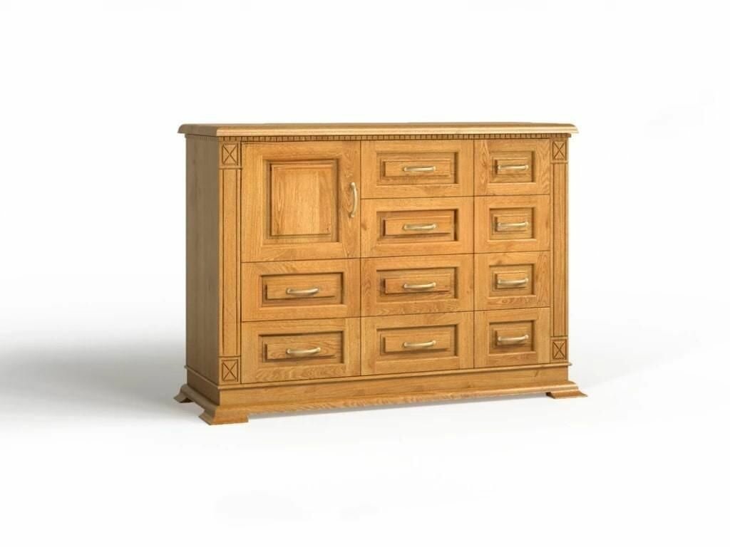 Комод Верди №196 из Массива сосны, 10 ящ,120х45х90 см, классический орех 2