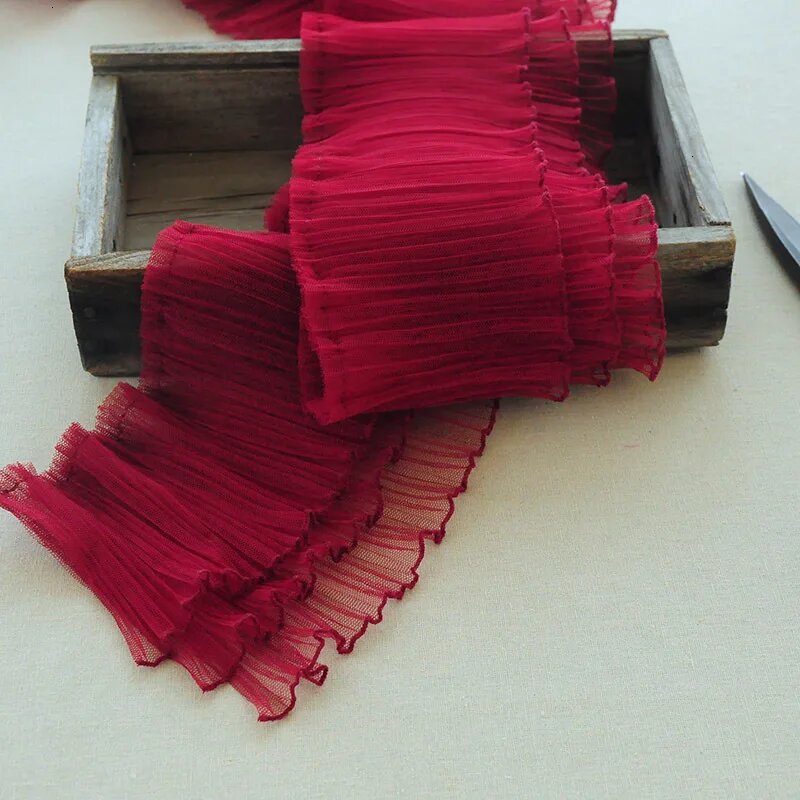 Кружевная лента шифон Розовый Winered 15см