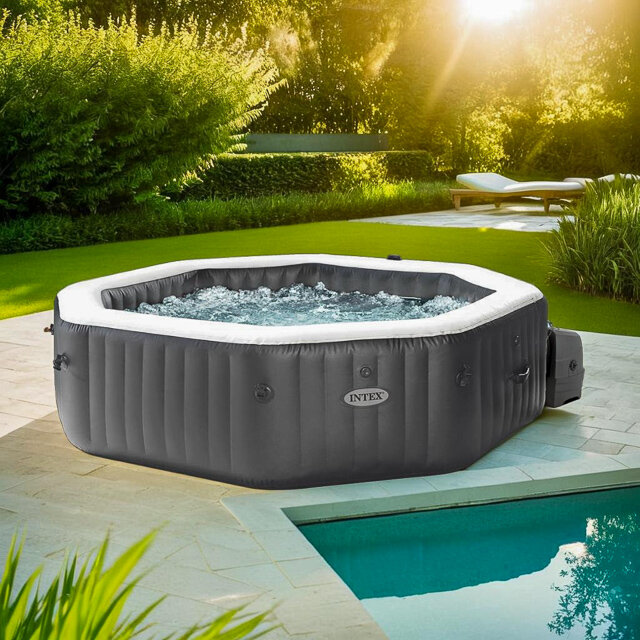 Надувной бассейн-джакузи Intex 28462 Jet Bubble Deluxe Onyx 218*71 см аэро и гидромассаж хлоргенератор INTEX 28462