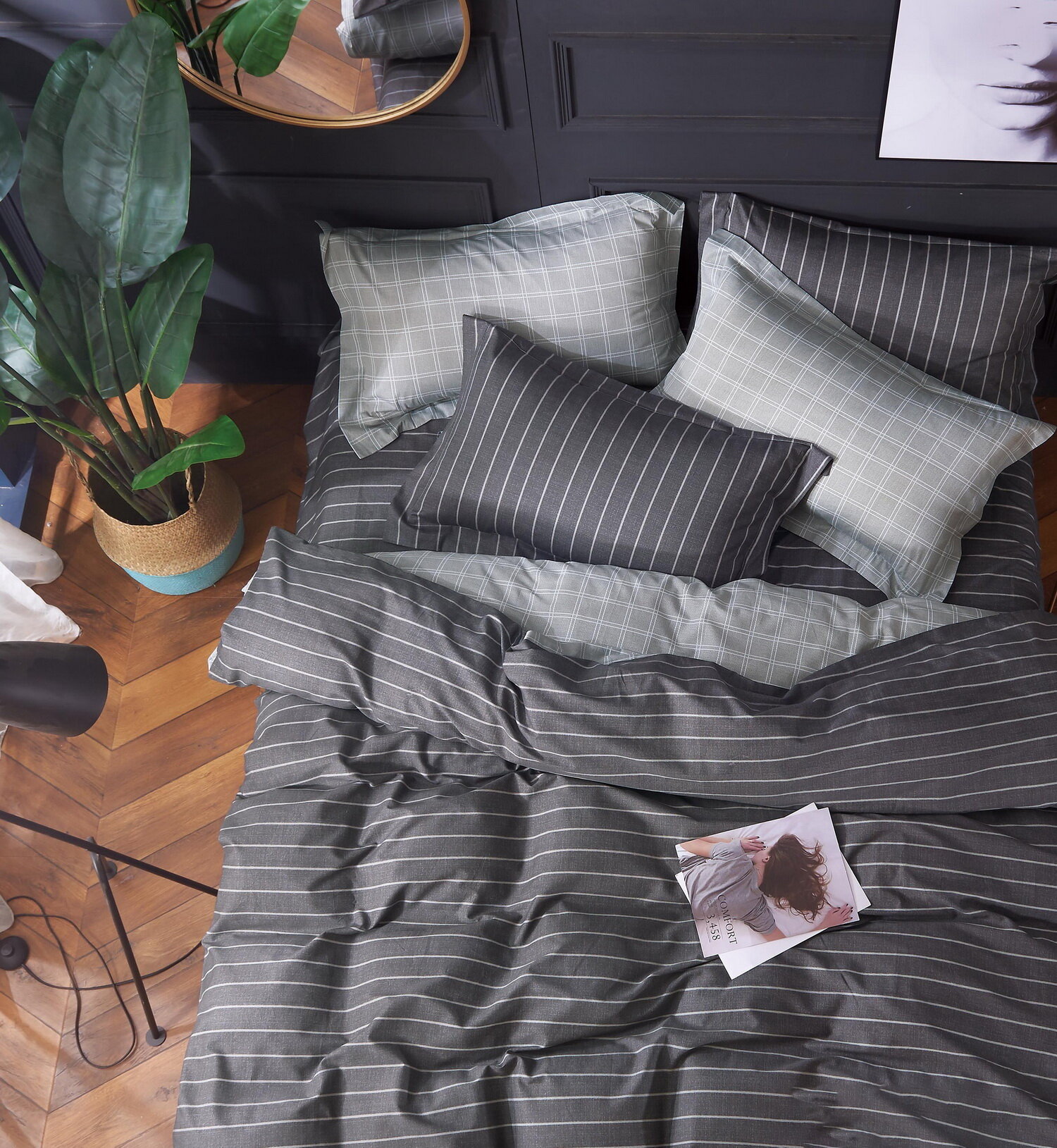 Постельное белье Розовые сны, 1,5спальный, сатин, с навлочками 50x70, СК-076-1,5сп-50