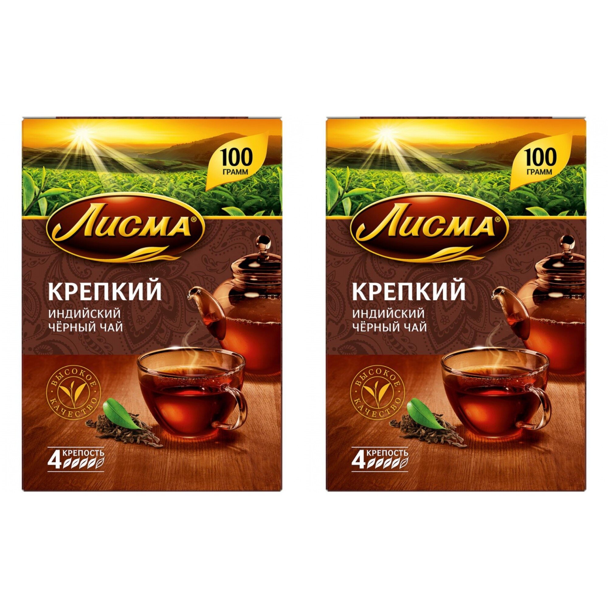 Чай черный Лисма, крупнолистовой, Крепкий Индийский, 100 г, 2 уп