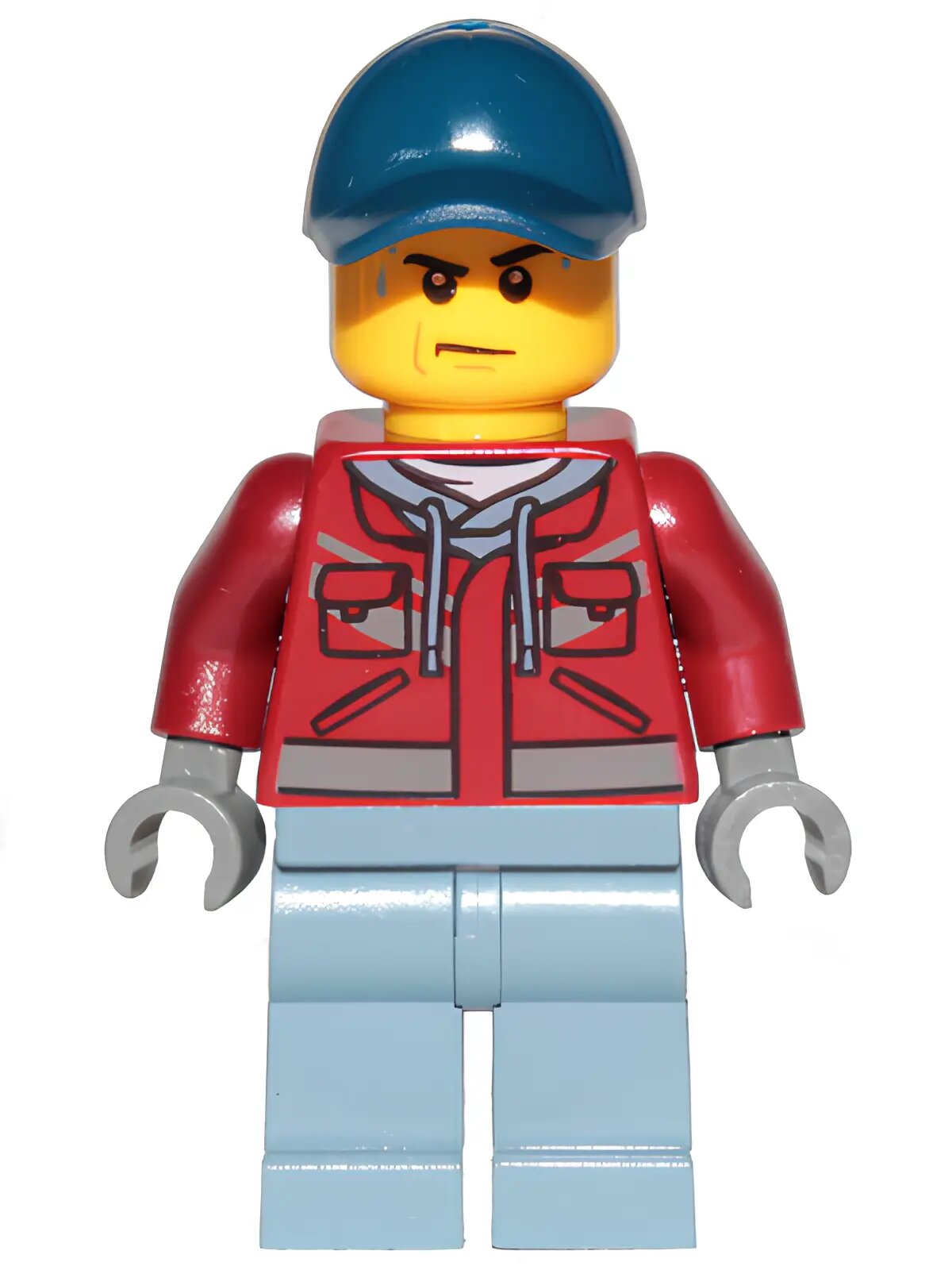 Минифигурка Lego Explorer - Male, Dark Red Hooded Sweatshirt, Dark Blue Cap, Frown, Sweat Drops cty1172 N
