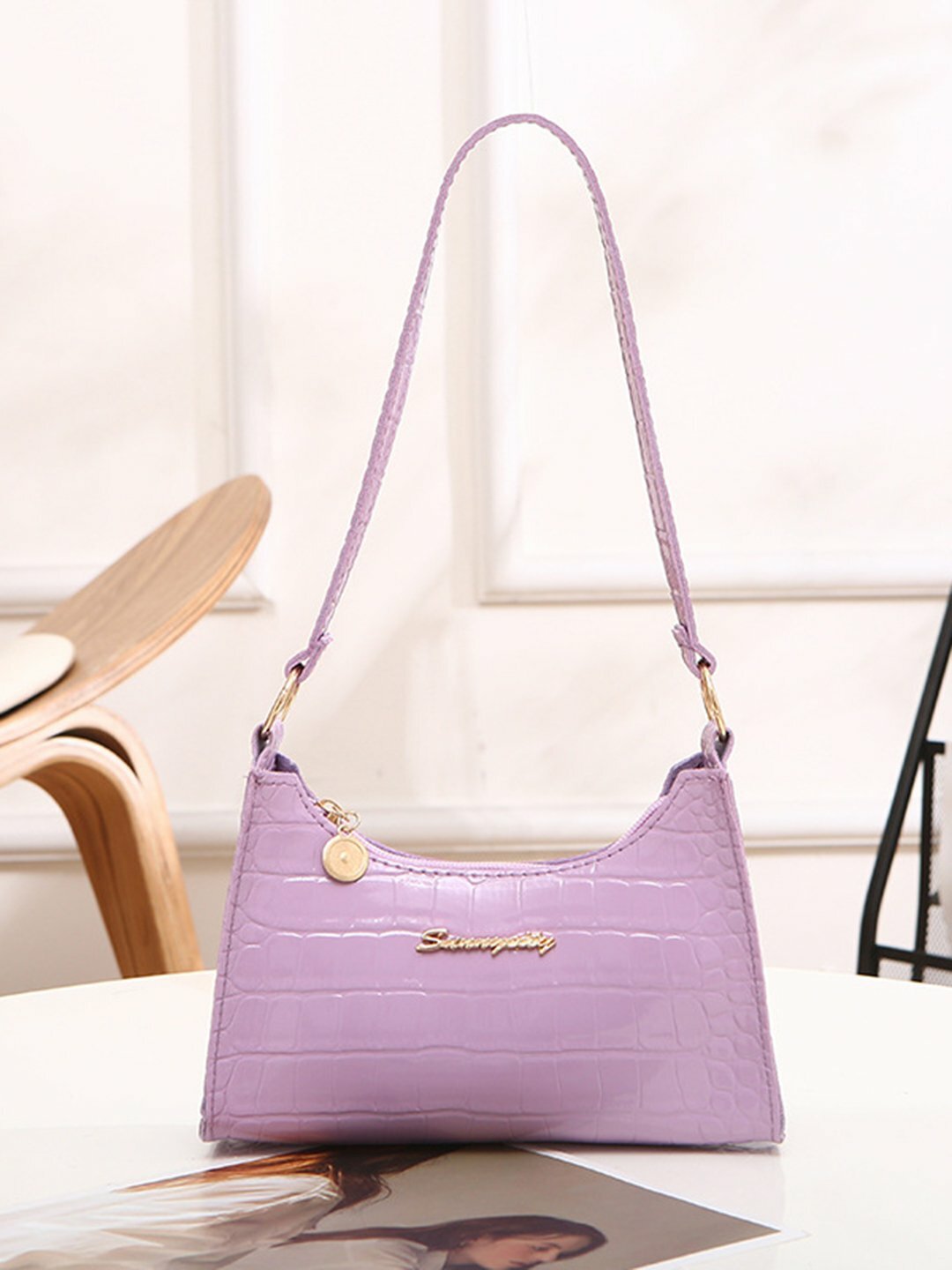 Сумка  Simplicity Croco Glossy, фиолетовый
