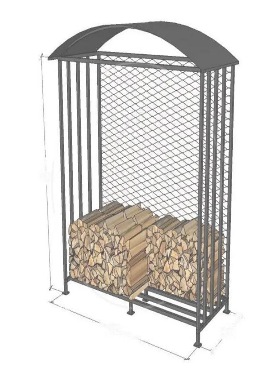 Дровница DZHUCY ДК-1 двухрядная неразборная металлическая черная 200 Х 80 Х 230 см