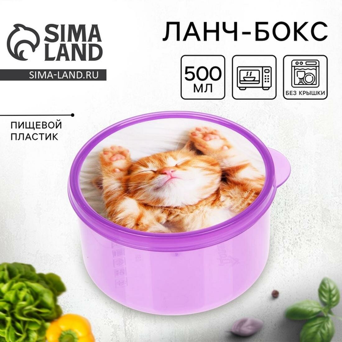 Ланч - бокс круглый 05 л. с рисунком №20 фиолетовый пластик