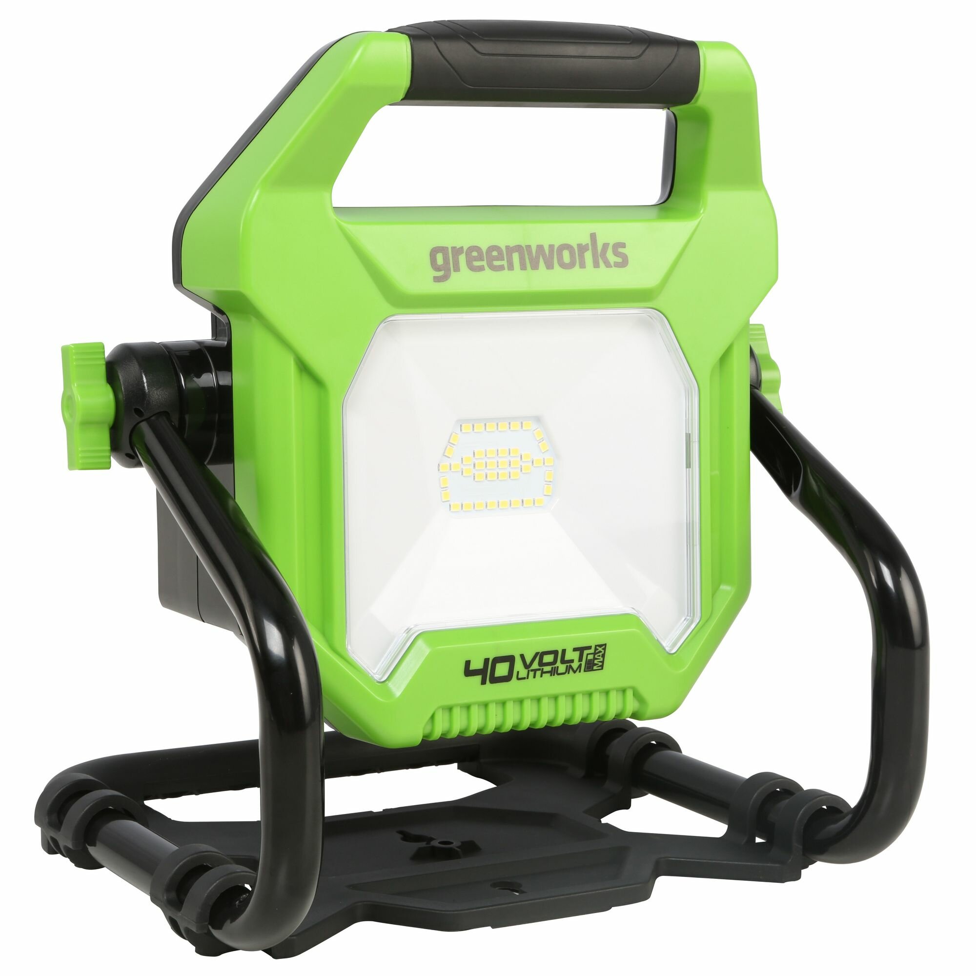 Прожектор LED Greenworks G40WLH с гибридным питанием, 40V / 220V, 1000/2000 лм, крюк для подвеса, крепление на стену, кабель 30 см, без АКБ и ЗУ,3503907 — фото 1