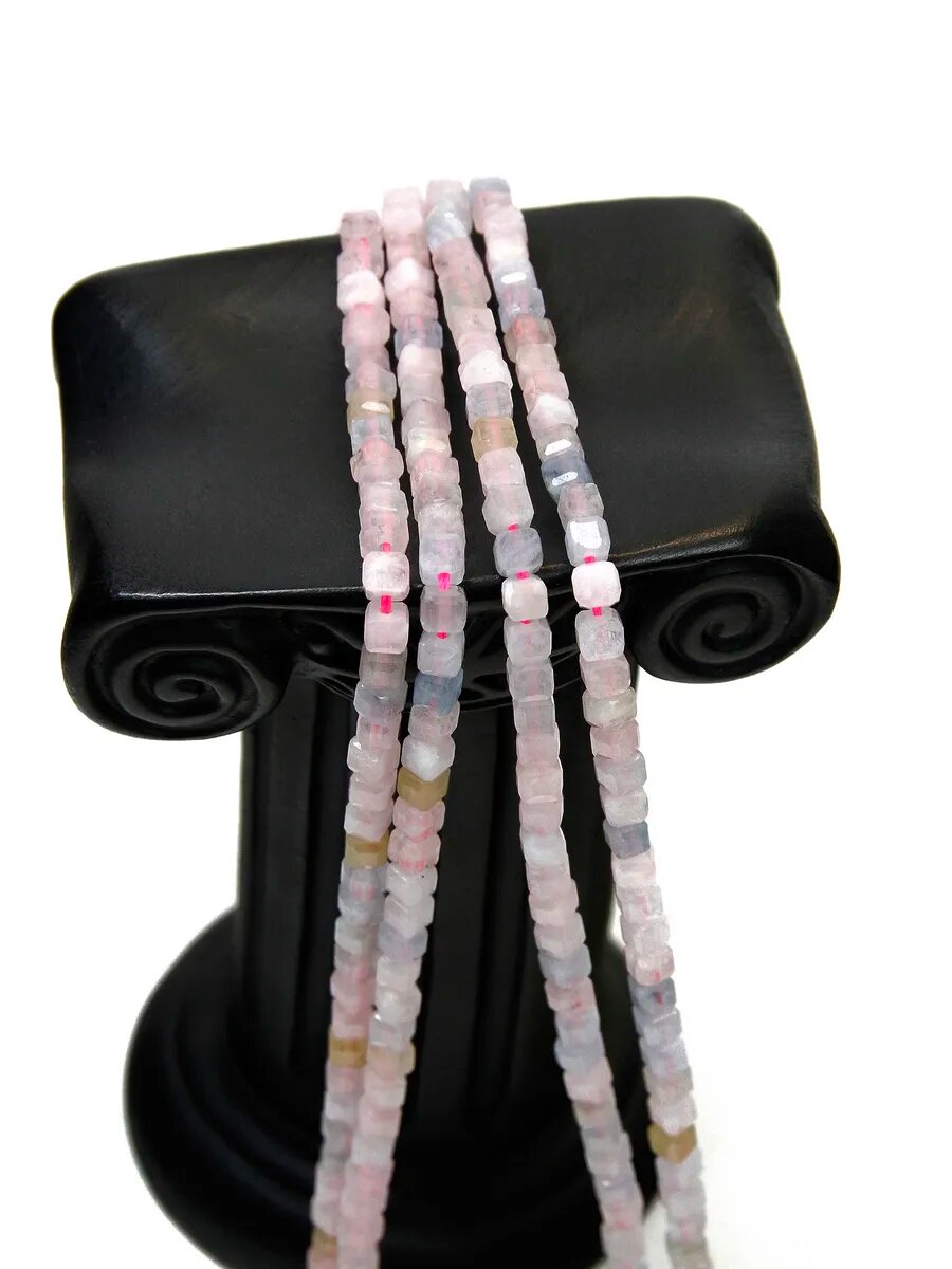 Нить - Кварц микс - 3 мм, квадрат, грань, 38 см — фото 1