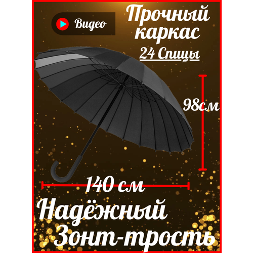 фото Зонт-трость , черный матовый redmuraki
