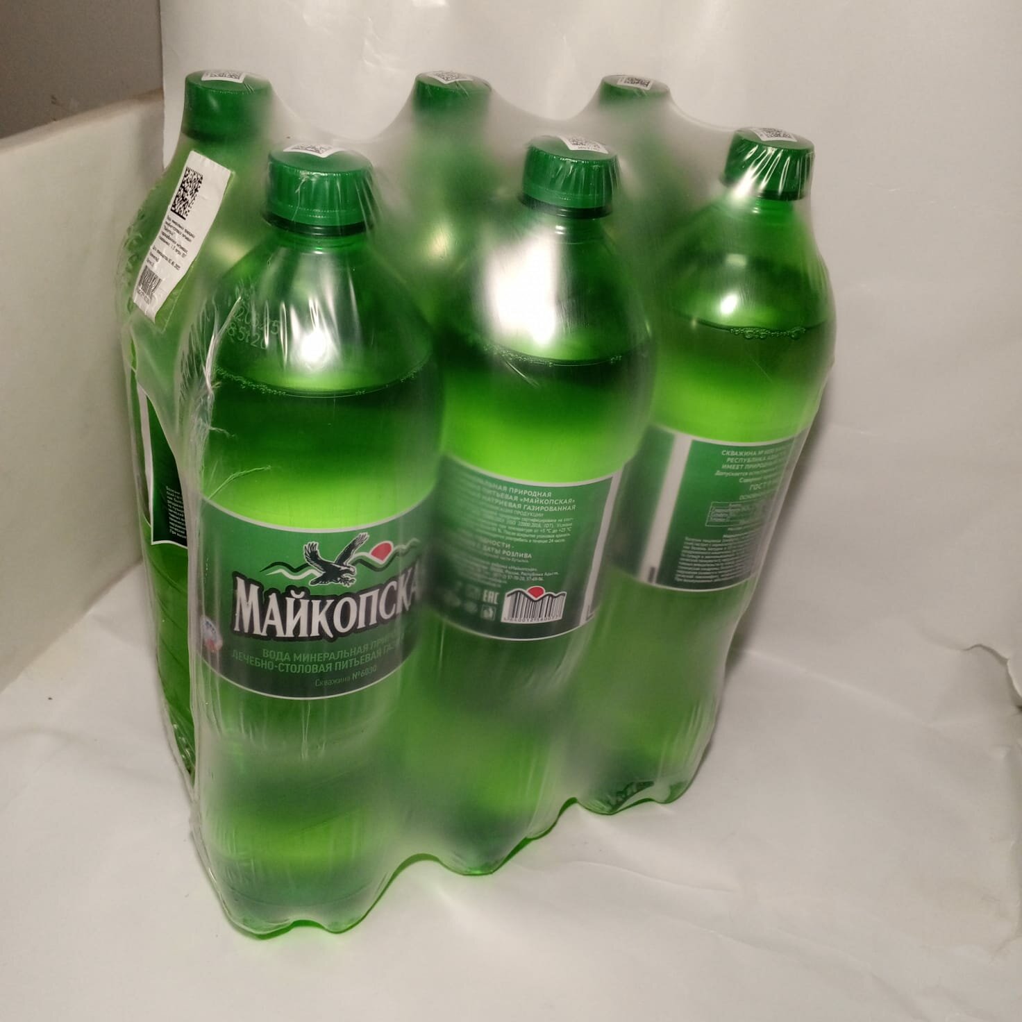 Минеральная вода Майкопская, лечебно-столовая, газированная, 1,5л, 6шт