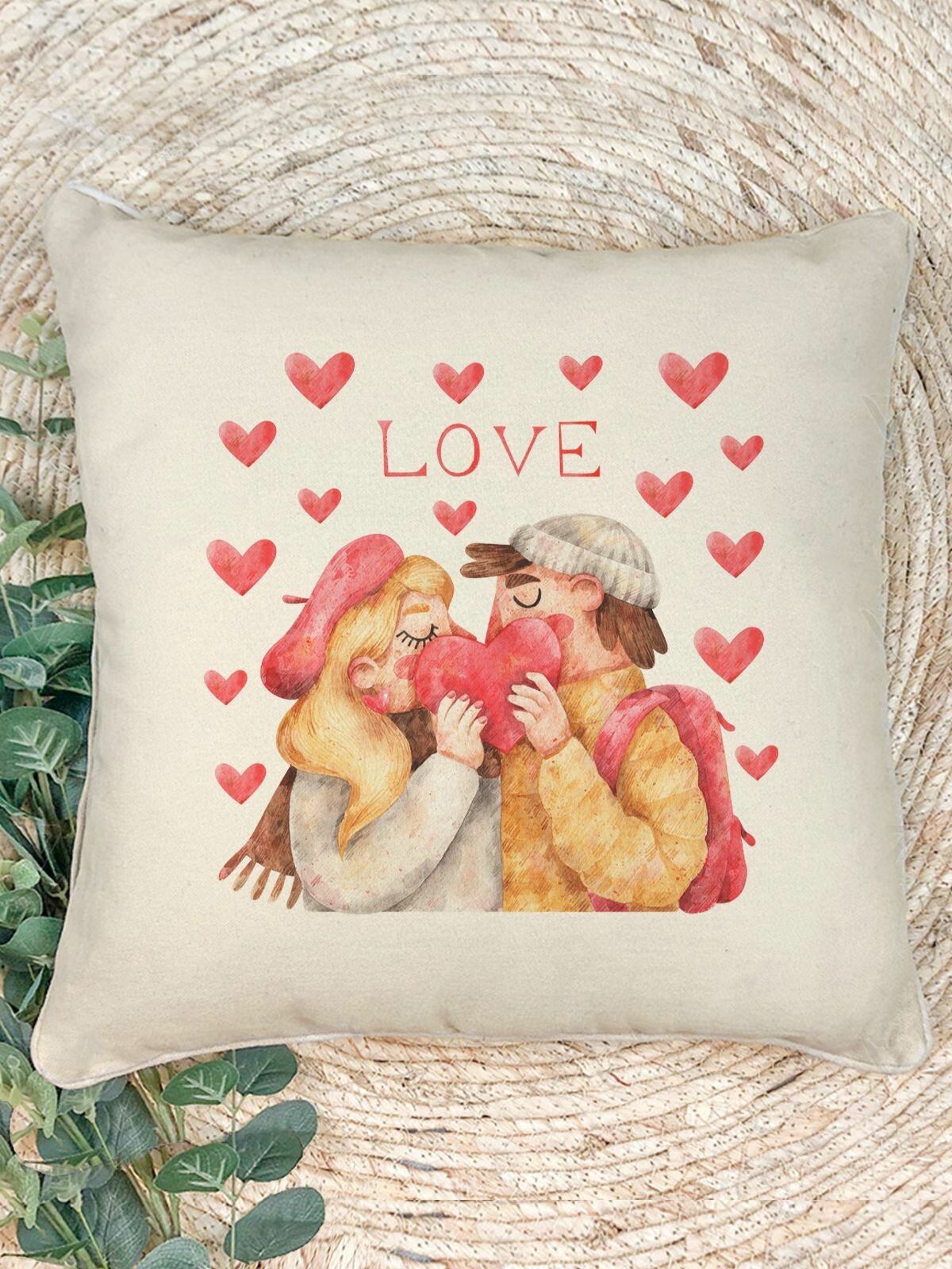 Наволочка для декоративной подушки Gerasim "Первая любовь", 41х41 см, эко-ткань хлопок/полиэфир