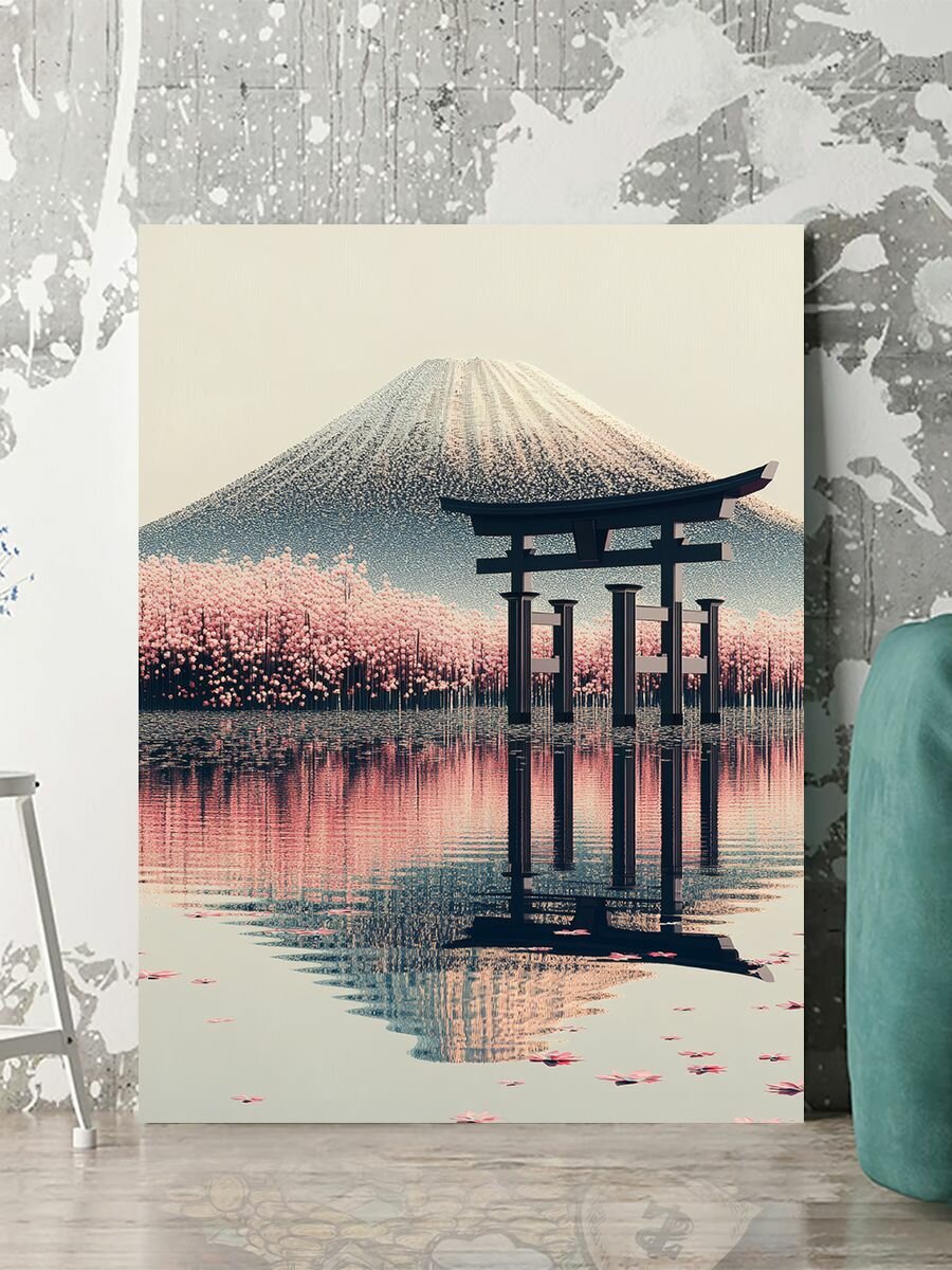 Картина на стену для интерьера - "Японский стиль, пейзаж", 30х40 см.