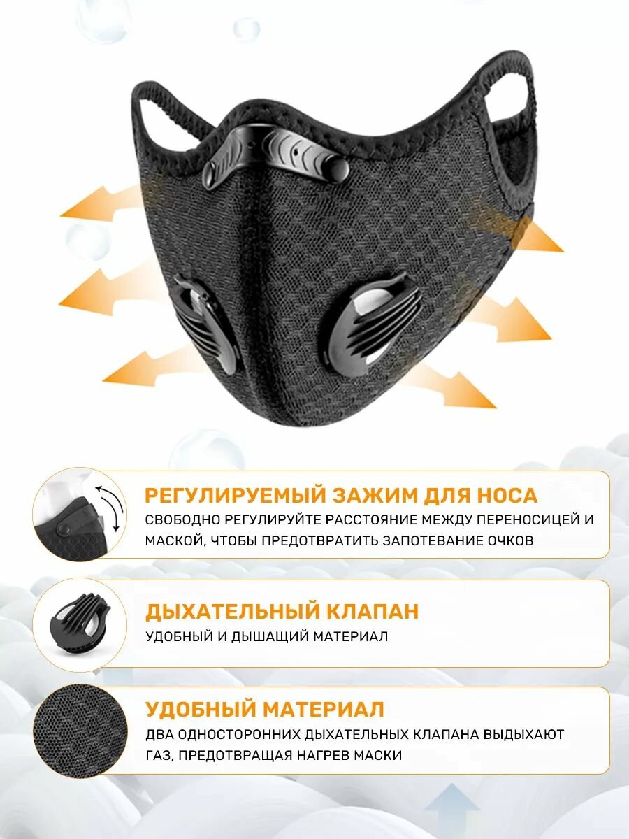Изображение Наружная дышащая сетка, маска с активированным углем, маска против смога pm2.5, пыленепроницаемая и ветрозащитная-ROMIKY