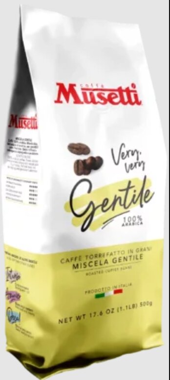 Кофе Musetti, премиум, Gentile, Италия, обжаренный, в зернах, 500г