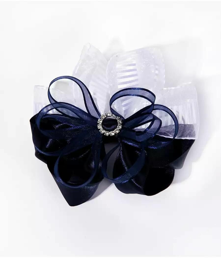 Бант для волос КНР темно-синий на резинке 11х12 см