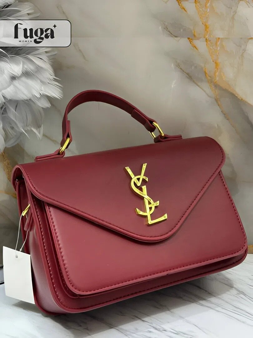 Сумка планшет Yves Saint Laurent, фактура лаковая, гладкая, бордовый