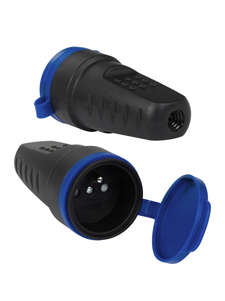 Каучуковая розетка Filum FL-CS-EU-IP44-BL 2P+PE 16A 250В IP44 переносная с защитной крышкой