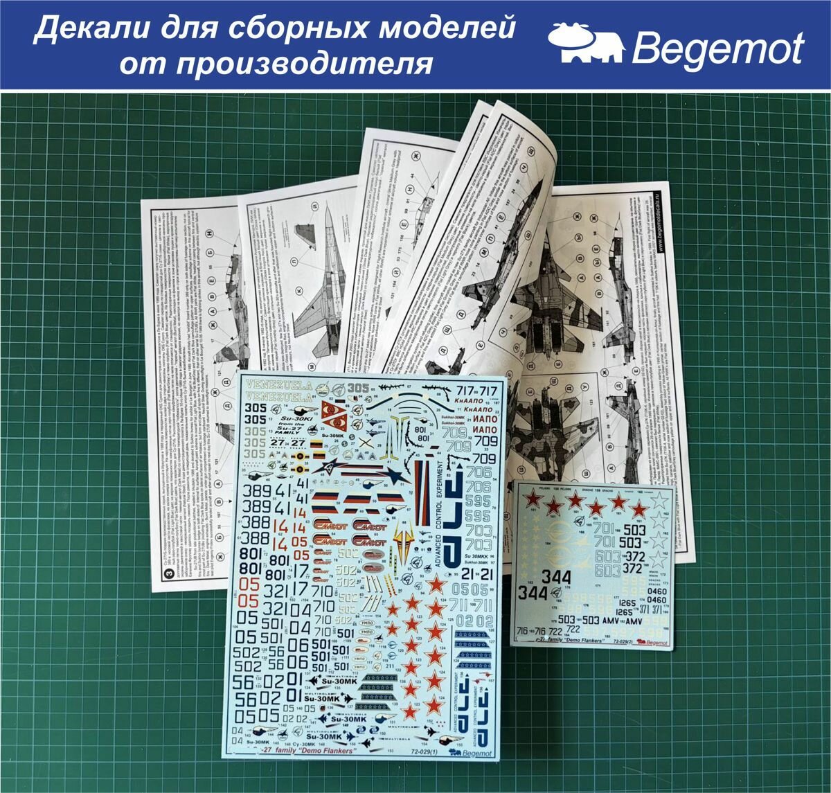 72-029 Деколь (Декаль) для сборной модели "Сухой Су-27" демо-версии самолетов семейства 1/72 (BEGEMOT)