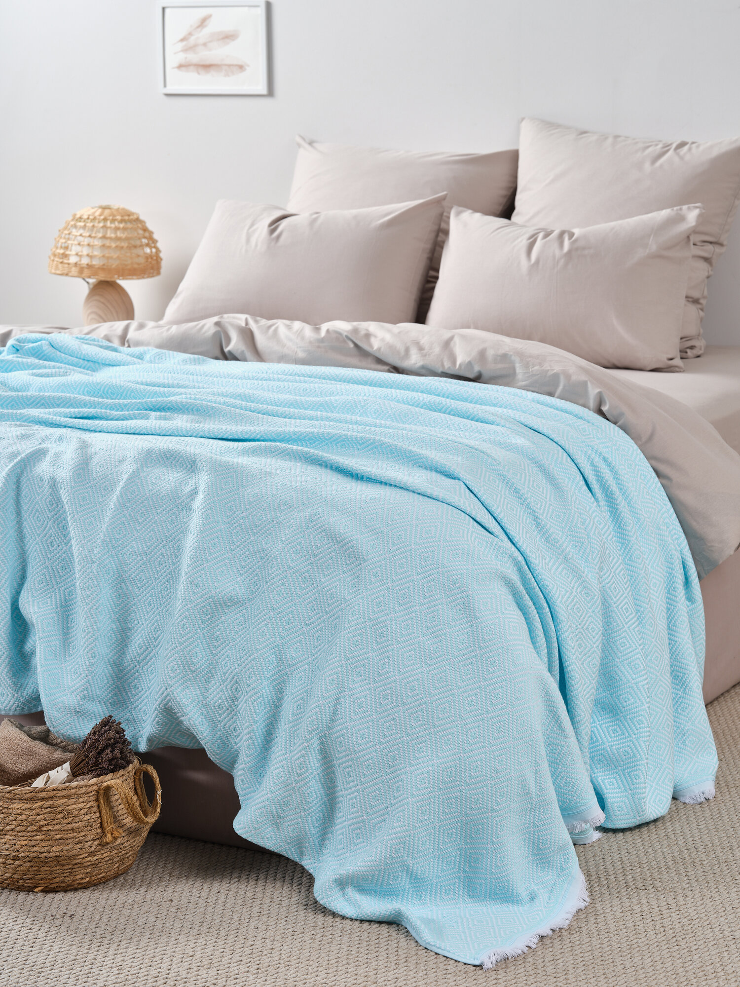 Плед Ночь Нежна 200х220 Голубой 100% хлопок — фото 1