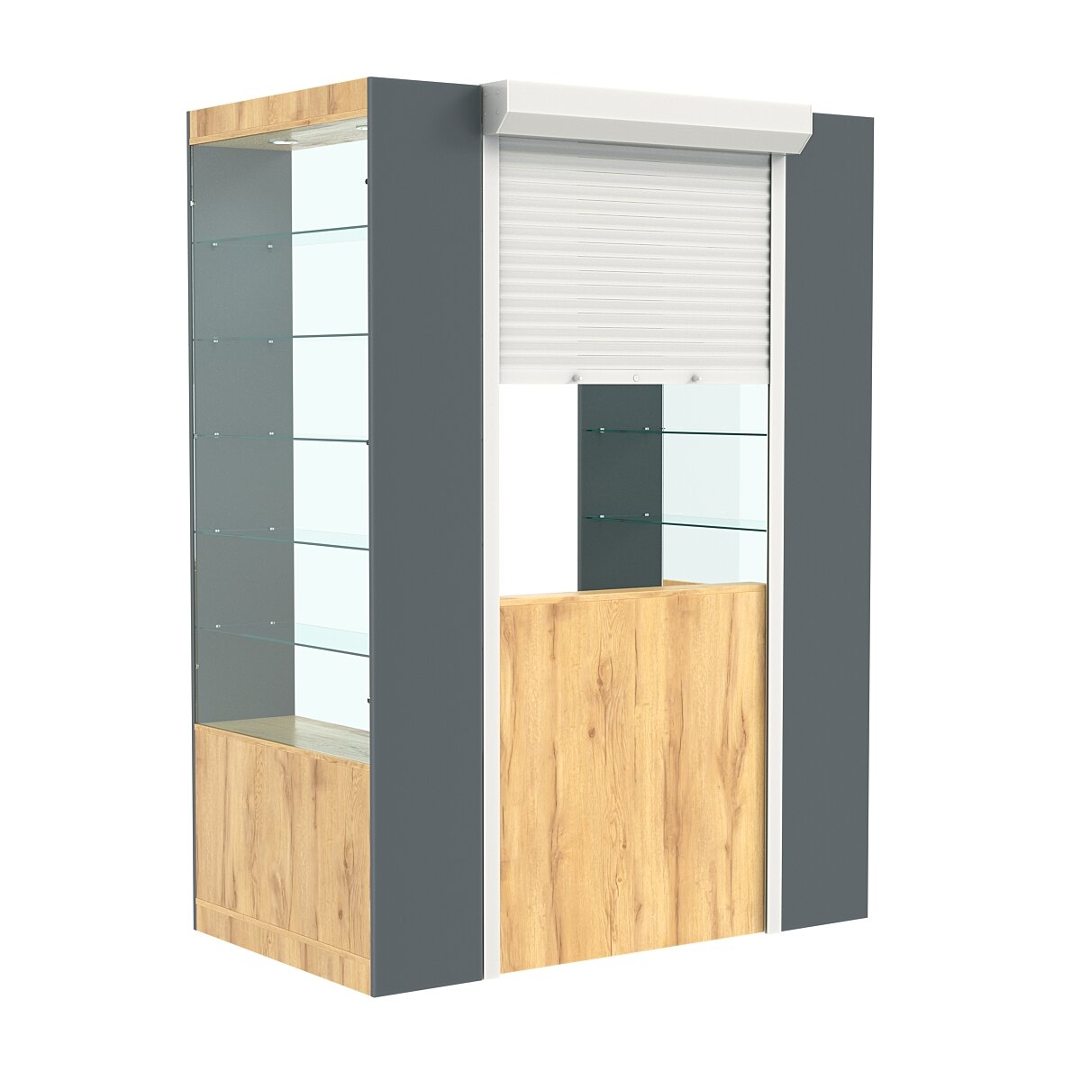 Недорогой П-образный павильон №3-5П (135 кв. м) Дуб Золотистый и Темно-Серый