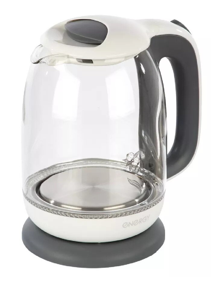 Чайник Energy E-281 1.7л стекло пластик бело-серый (005210)