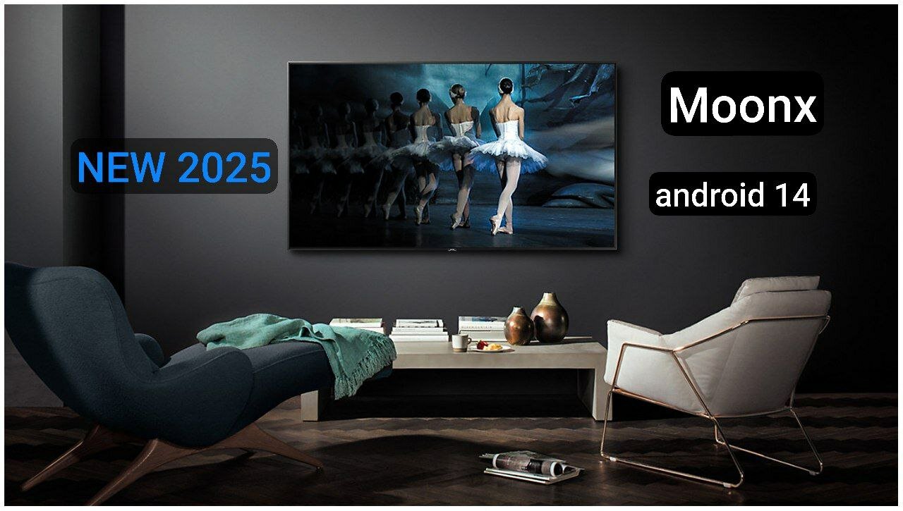 Телевизор Moonx 43 диагональ, new 2025 restayling M850, Android 14 голосовое управление, 2-пульта