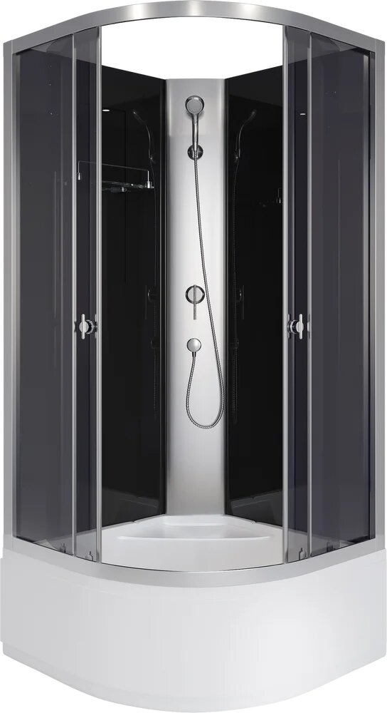 Душевая кабина Niagara Eco E100/40/TN/BK стеклянная 100x100 высокий поддон открытая (без крыши) с сиденьем без гидромассажа