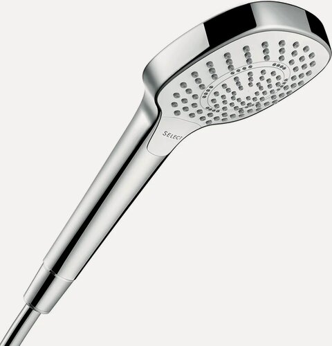 Изображение товара Душевая лейка Hansgrohe Croma 110 Select Е Multi HS 26810400 3 режима, лейка для душа, хром, белая, глянцевая, квадратная