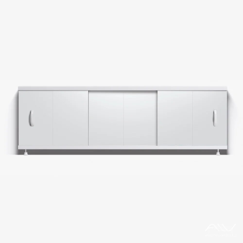Экран под ванну Elegant Plus 150 раздвижной белый пластиковый на алюминиевом профиле