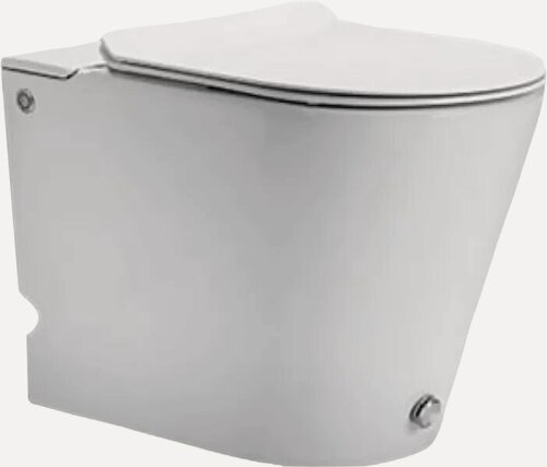 Изображение товара Унитаз приставной напольный Ceruttispa Argentera Pulse 7267 с микролифтом, безободковый, антивсплеск, фарфоровый, белый, глянцевый, овальный, сиденье для унитаза в комплекте