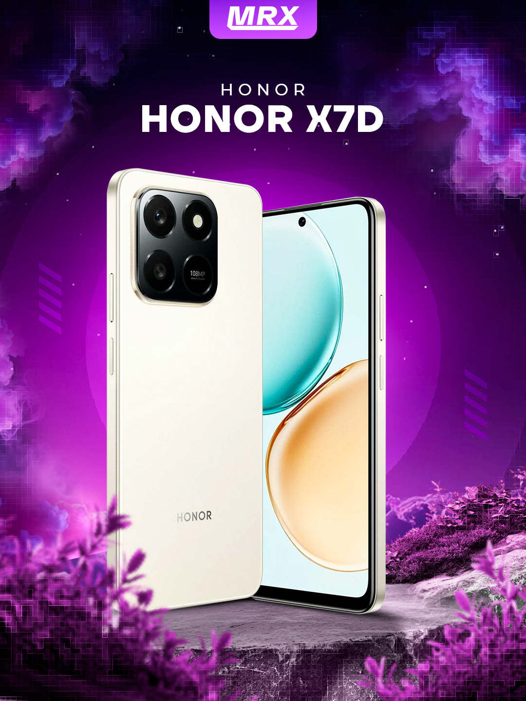 Смартфон Honor X7d 4G, камера 108 МП, 6/128GB, 6,77", золотой