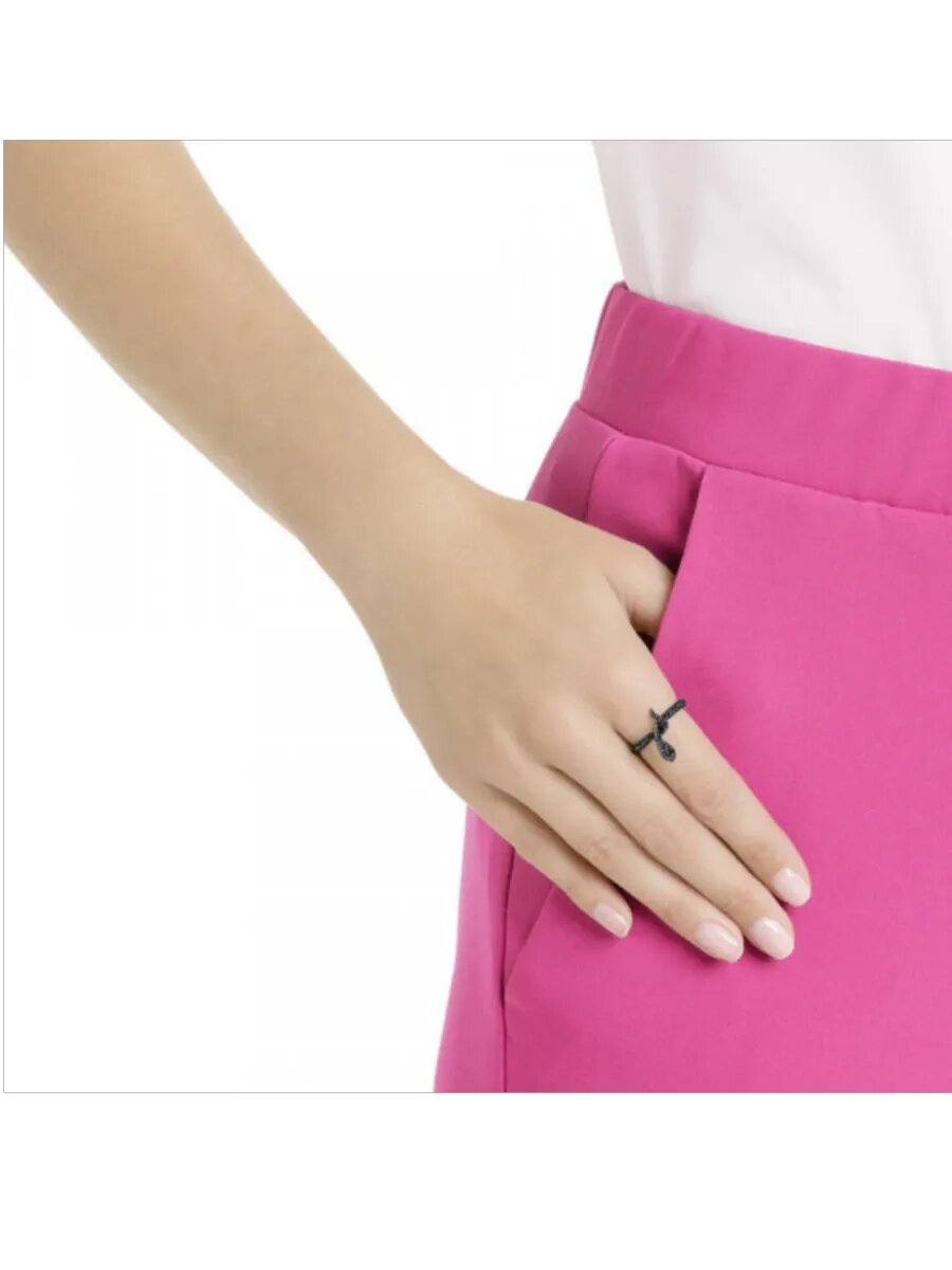 Кольцо SWAROVSKI, кристаллы Swarovski, размер 18.5, черный, золотой — фото 1