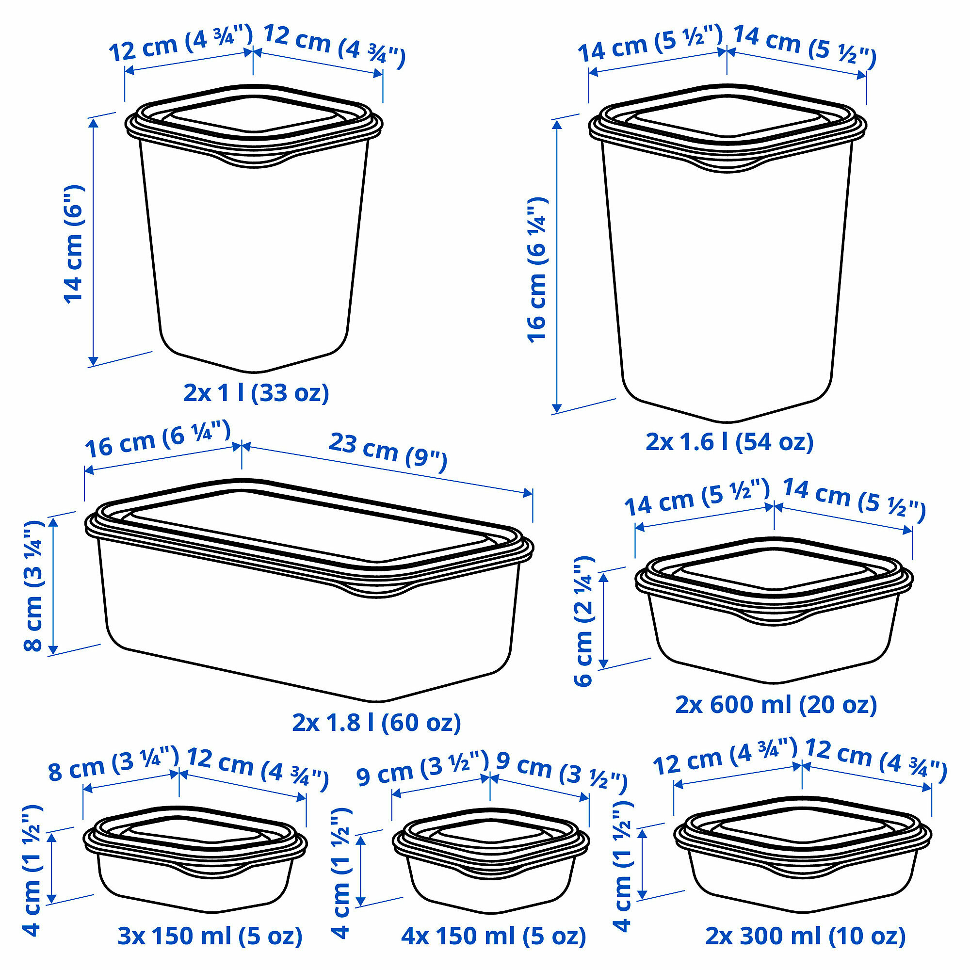 Набор контейнеров IKEA Pruta, оранжевый, 17 шт — фото 1