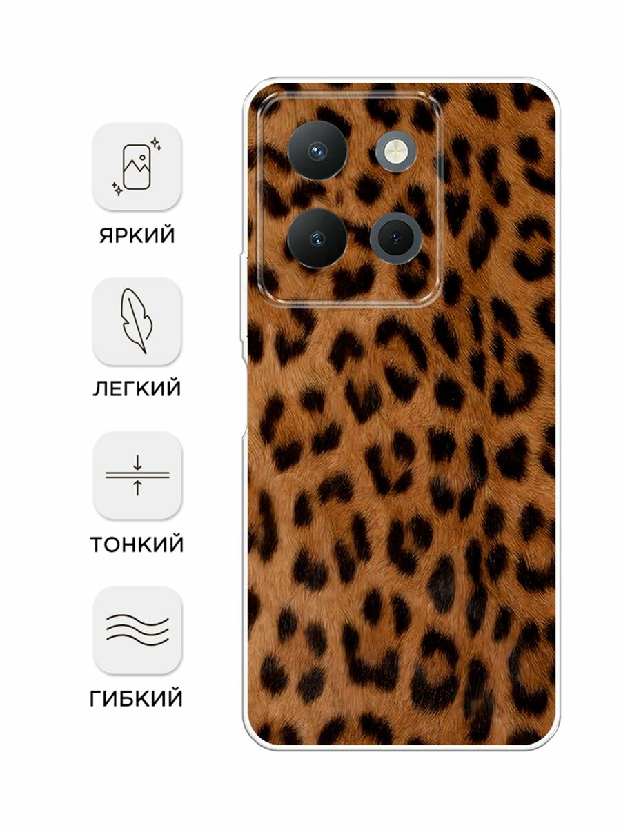 Силиконовый чехол на Vivo Y36 4G / Виво Y36 4G с принтом "Мех леопарда" — фото 1